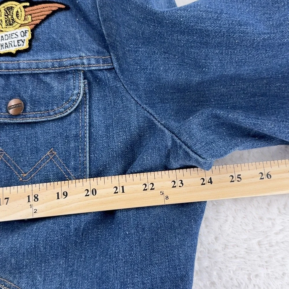 Vintage‎ 80s Maverick Sanforized Denim Jacket Mens 46 Motorcycle Patch Biker USA